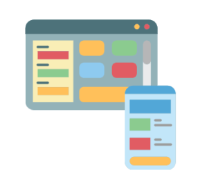 Illustration depicting wireframes and prototypes